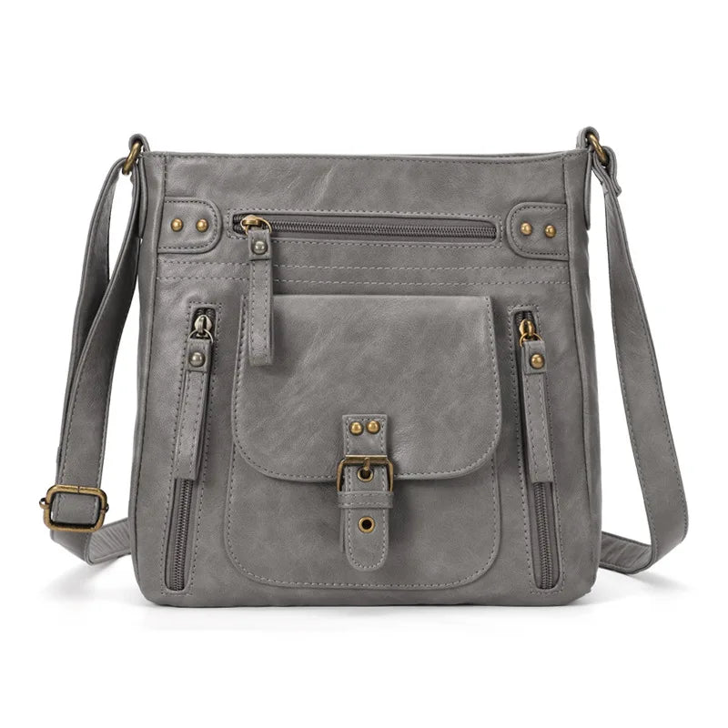 Retro square shoulder bag - textured vegan leather detail