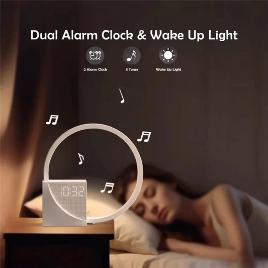Elevate Your Morning Routine with Our Stylish 3-Level Dimmable Touch Table Lamp Alarm Clock - The Ideal Night Light and White Noise Companion for Kids!