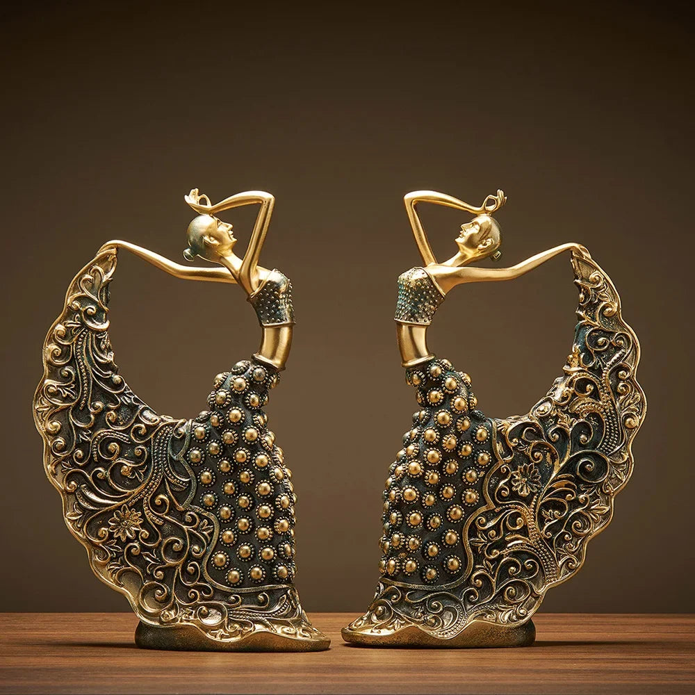 Peacock dancer resin figurine, front view