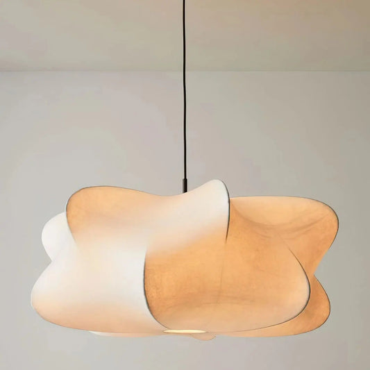 Silk Cocoon Pendant Ceiling Light with Adjustable Hanging Cord | Layered Shade for Soft Ambient Illumination 0