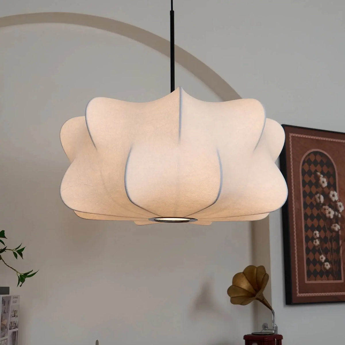 Silk Cocoon Pendant Ceiling Light with Adjustable Hanging Cord | Layered Shade for Soft Ambient Illumination 6