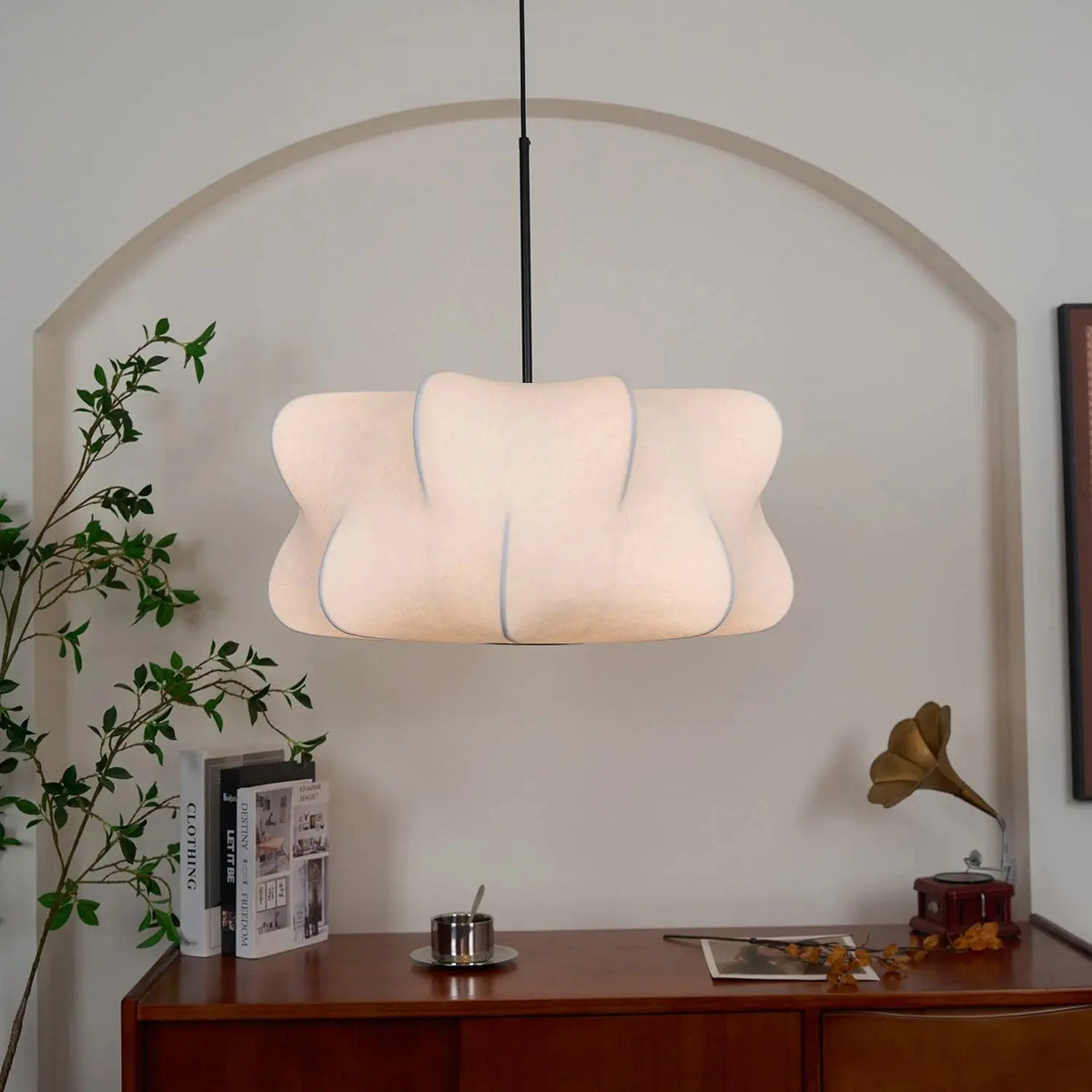 Silk Cocoon Pendant Ceiling Light with Adjustable Hanging Cord | Layered Shade for Soft Ambient Illumination 8