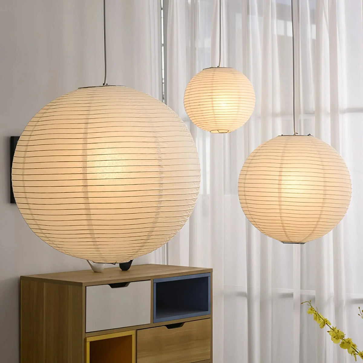 Washi Collection | Ceiling Light Fixture with Handcrafted Paper Shade | Adjustable Ambient Lighting for Dining Room Spaces 1