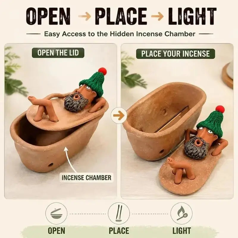 Lazy Bath Man incense burner product photo