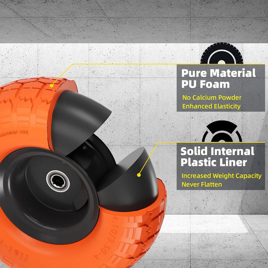 Upgrade Your Equipment with Our 4-Pack of 10-Inch Flat Free Tires – Perfect for Hand Trucks, Dollies, and More!
