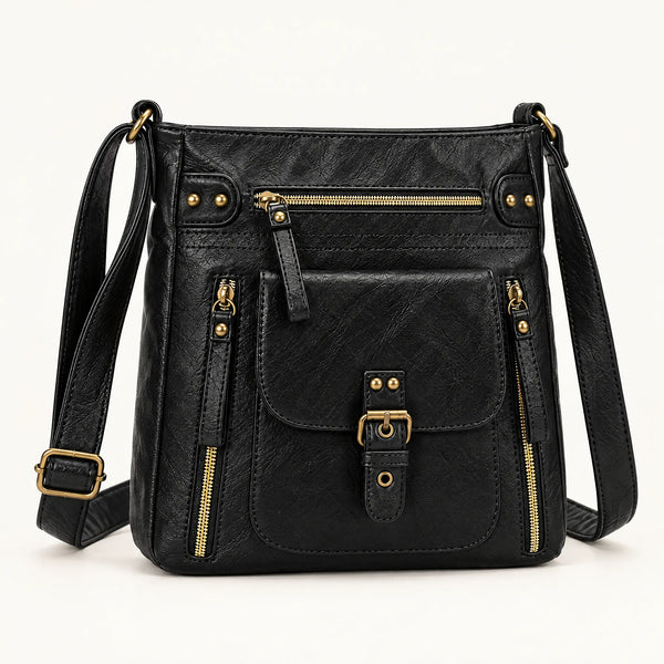 Retro Square Shoulder Bag – Textured Vegan Leather Everyday Handbag