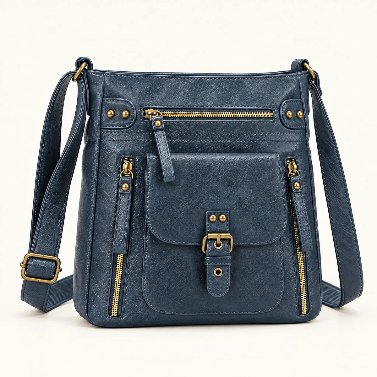 Retro square vegan leather shoulder bag in peacock blue