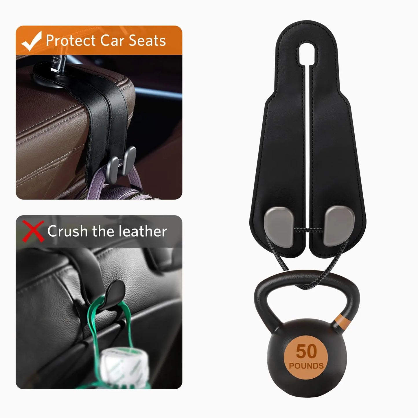 Transform Your Car Experience with Our Premium Car Seat Headrest Hooks - 2 Pack Universal Purse Holders for Bags, Bottles, and More!
