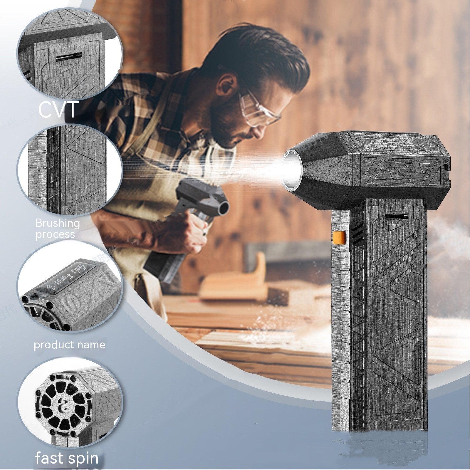 Cordless air duster and mini vacuum with clear suction nozzle attachment