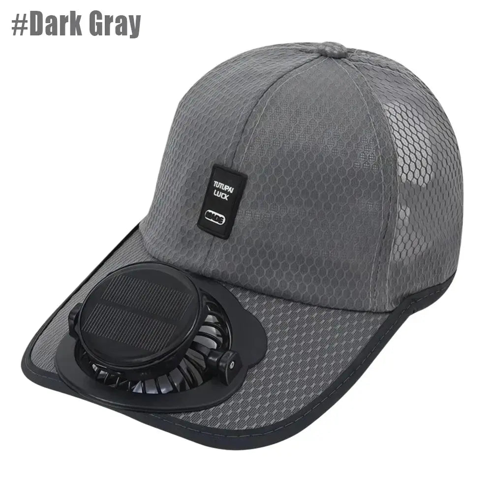 Solar Fan Cooling Cap in Dark Gray