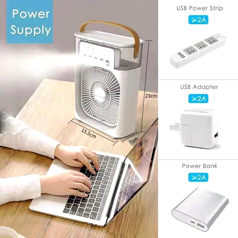 Experience Ultimate Comfort: 3-in-1 Portable Fan, Air Conditioner, and Humidifier with LED Night Light
