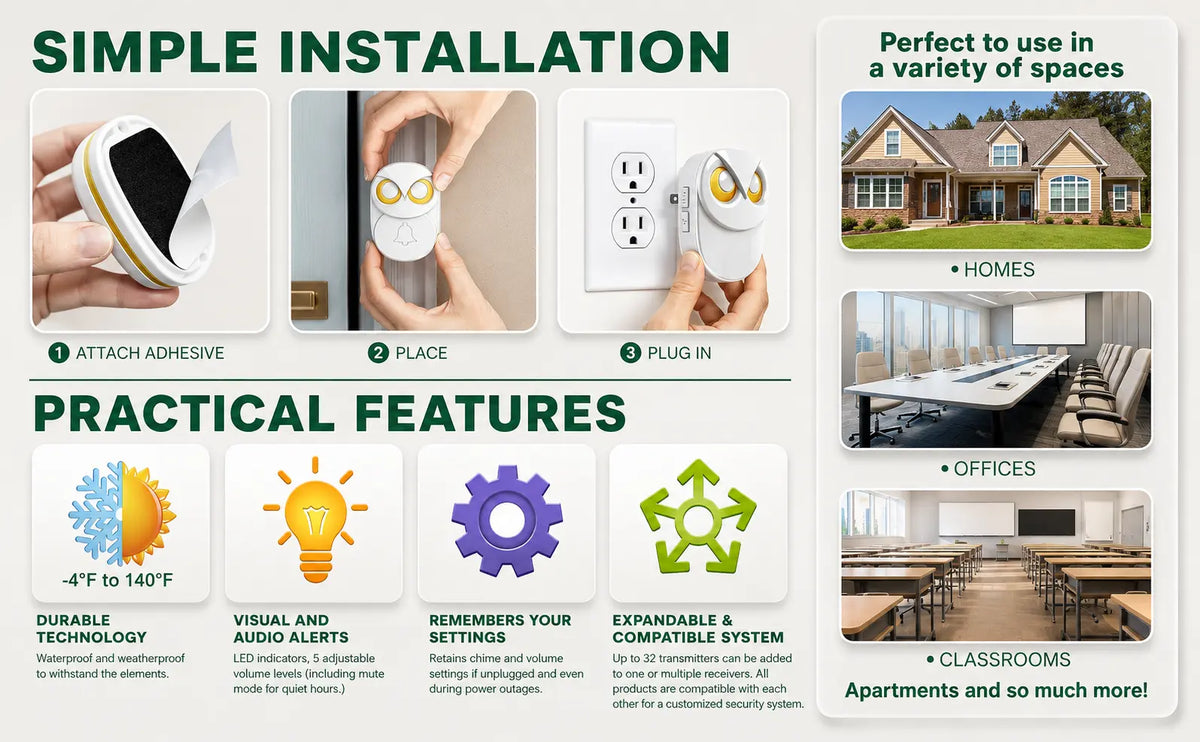 Owl-Shaped Wireless Doorbell Chime Receiver - Hottoget