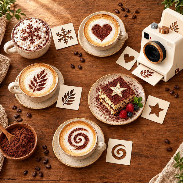 Friends sharing a decorated latte