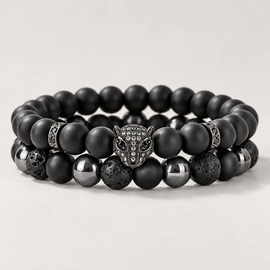 Men’s Triple Protection Natural Stone Bracelet Set | 2 Pieces Hottoget