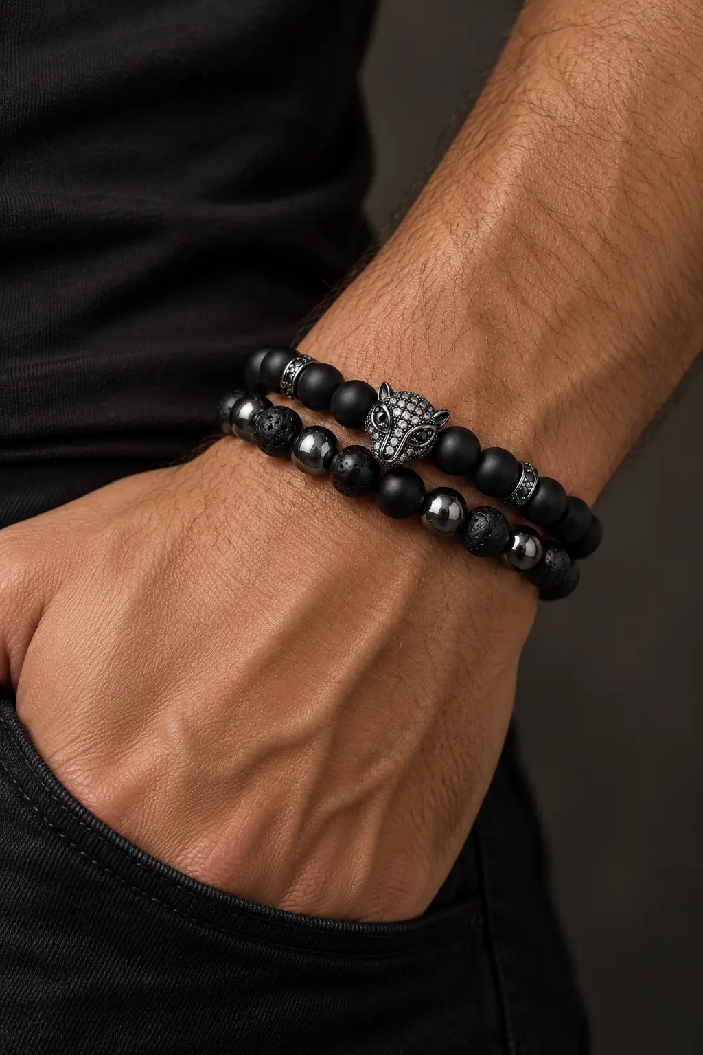 Men’s Triple Protection Natural Stone Bracelet Set | 2 Pieces Hottoget