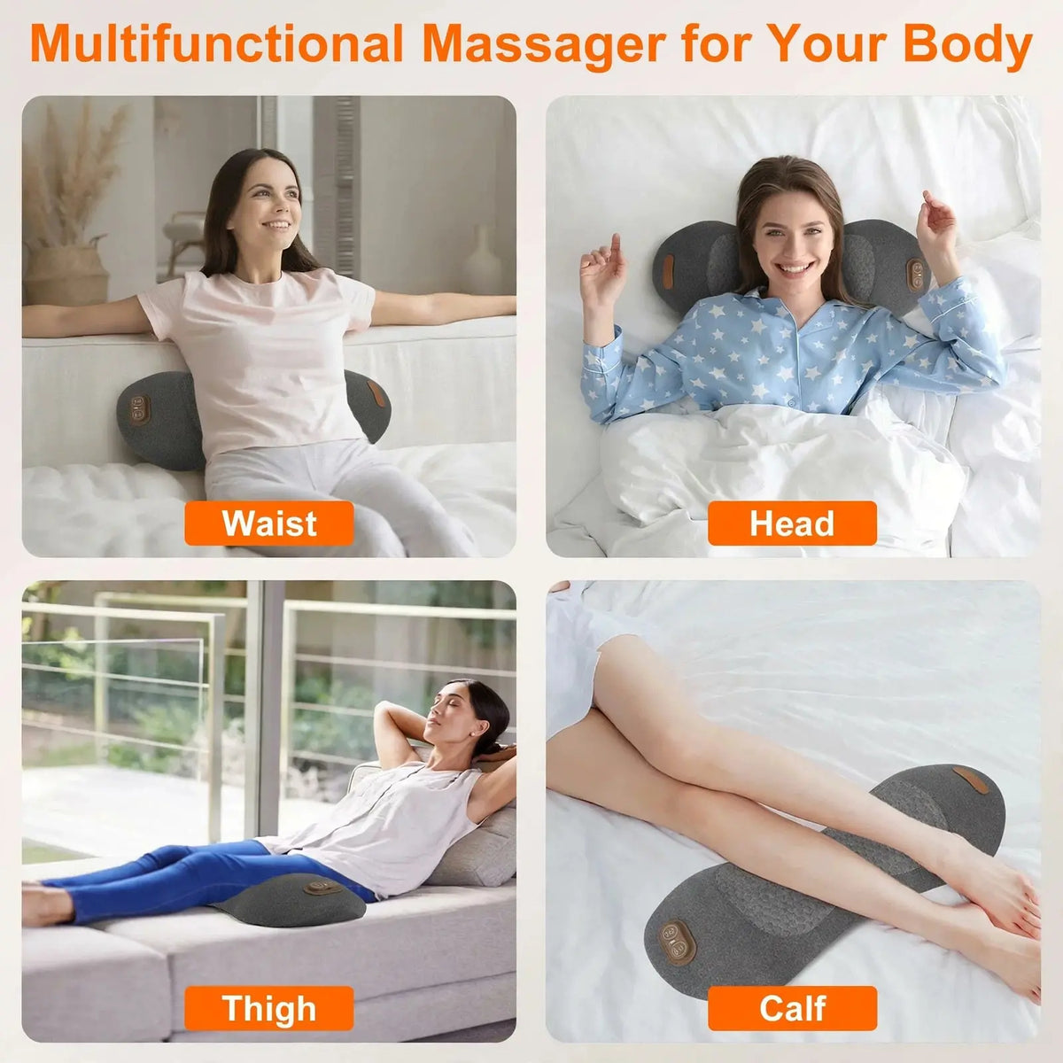 Heated Lumbar Support Pillow – Lower Back Massager with Vibration & Airbag Lift