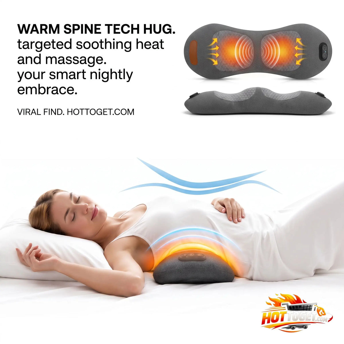 Heated Lumbar Support Pillow – Lower Back Massager with Vibration & Airbag Lift