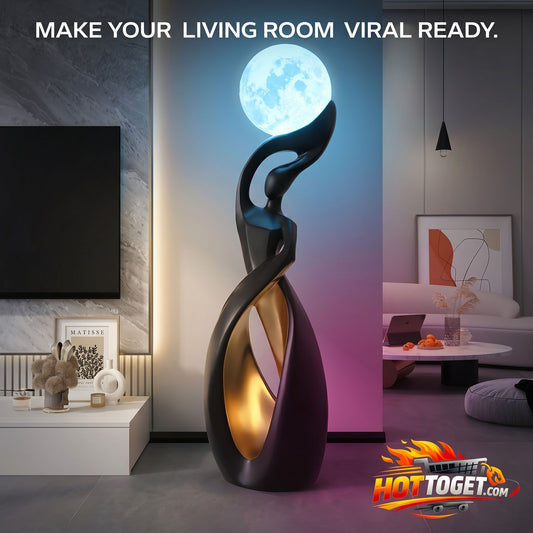 Artistic Lady Moon Floor Lamp — 16-Color Touch Control, USB Rechargeable, Sculptural Home Decor