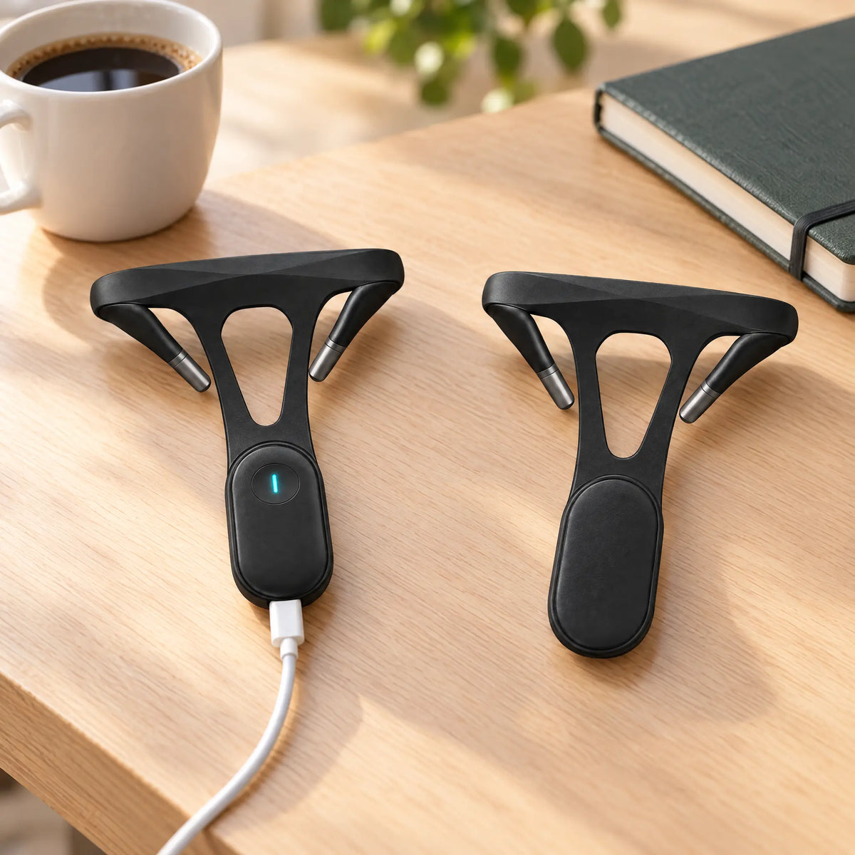 Posture trainer charging with a USB-C cable