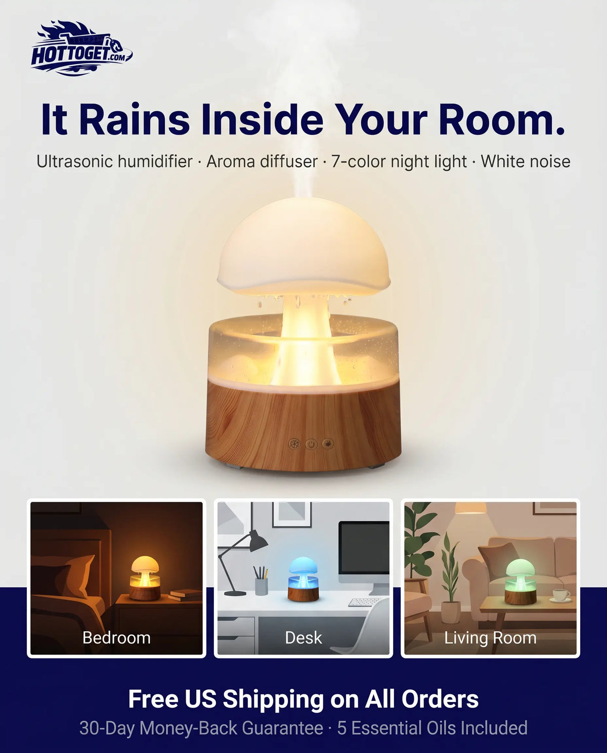 Rain Cloud Humidifier & Aroma Diffuser Hottoget