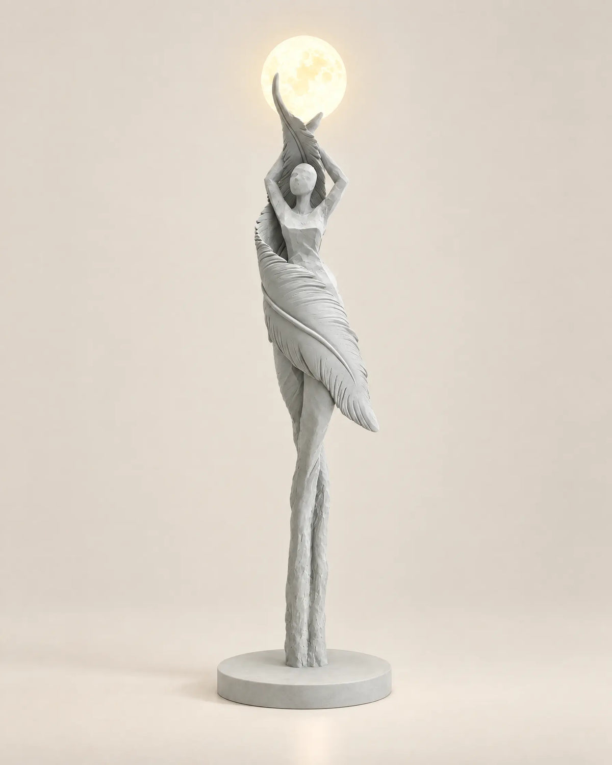Humanoid sculpture floor lamp in grey