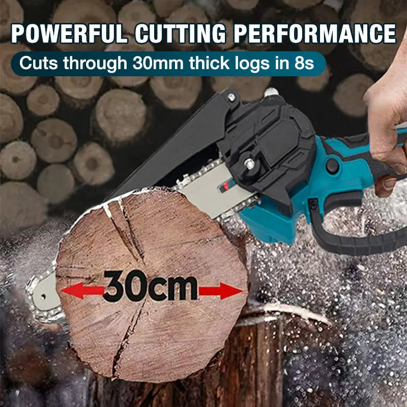 6-inch battery-powered mini chain saw with 2 batteries