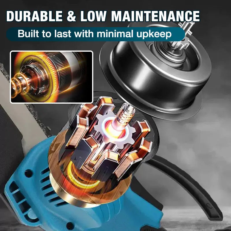 6-inch battery-powered mini chain saw with 2 batteries