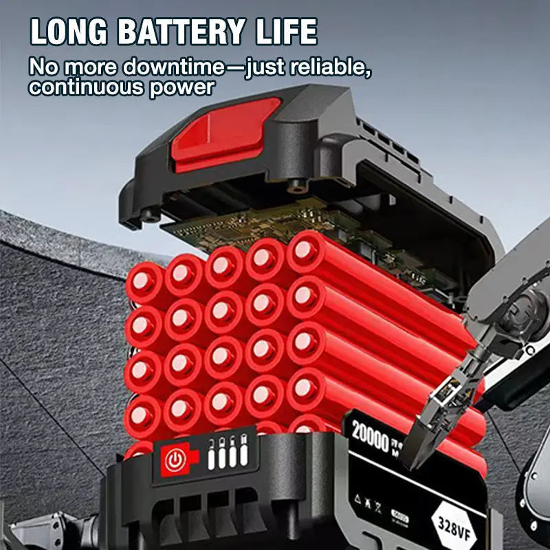 6-inch battery-powered mini chain saw with 2 batteries