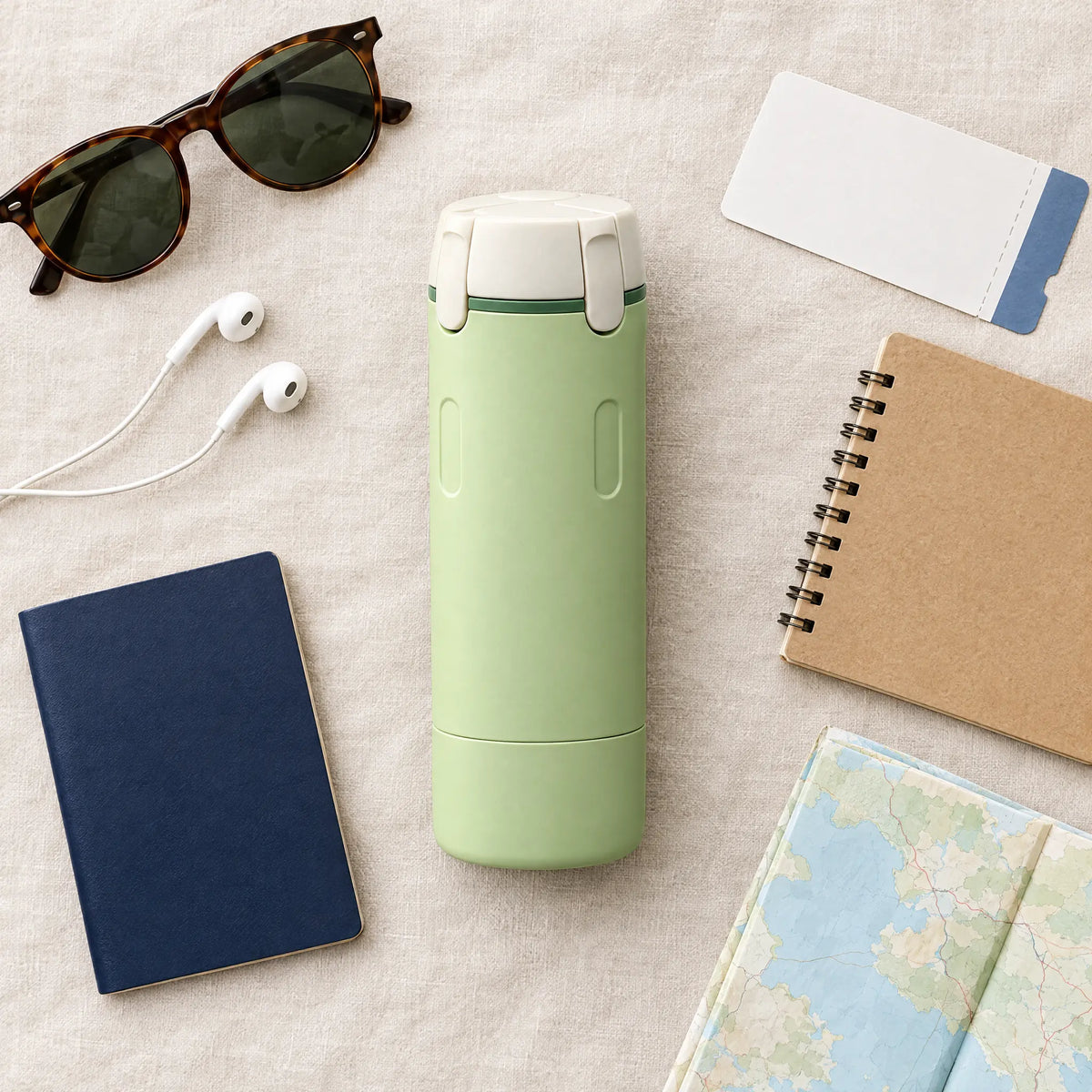 Travel dispenser with passport and travel essentials