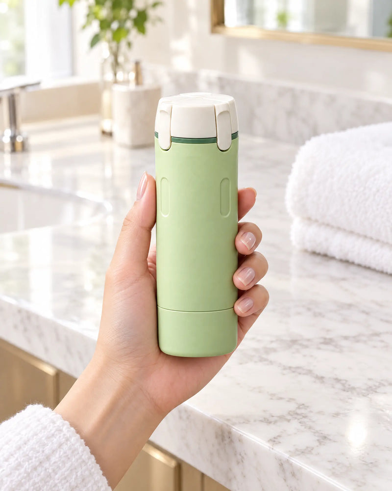 Palm-sized travel dispenser